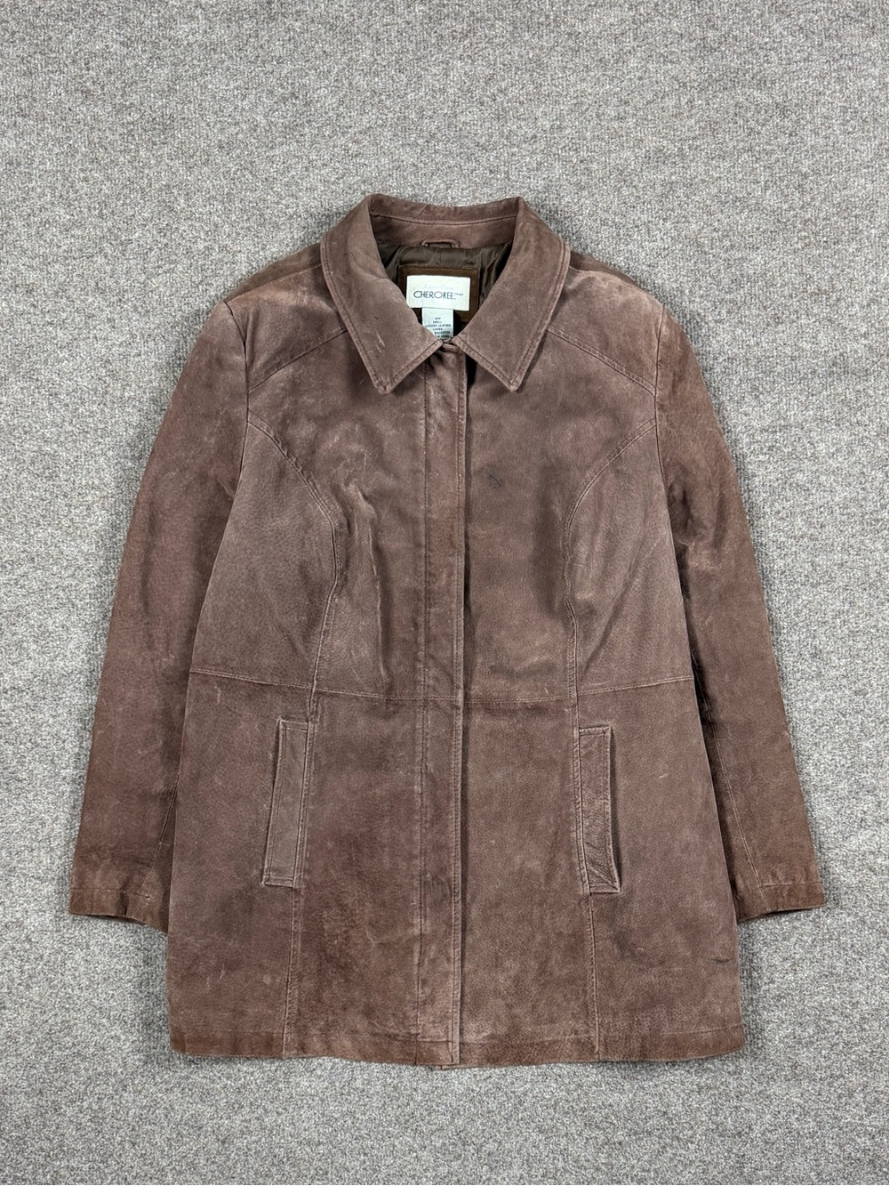Vintage Brown Suede Leather Full Zip Jacket Women’s 18W XXL Lightweight Y2K